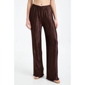 NEW COLLECTIVE plisse lined straight leg pants in brown
